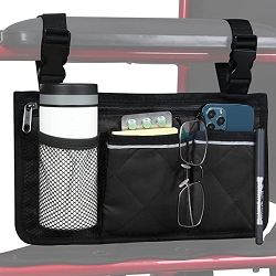 Wheelchair Side Organizer Storage Bag Armrest Pouch<